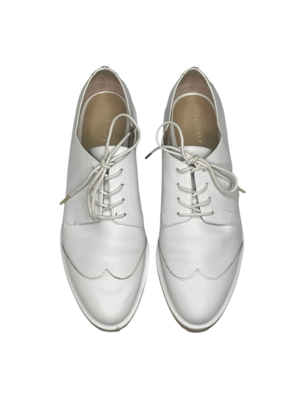 new Michael Kors ❁ Zane Leather Wingtip Cork Platform Espadrilles ❁ Optic White - Picture 9 of 16